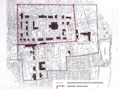 г. Выкса Схема границ монастыря и монастырского комплекса арх. Есютин Ю.В.  ноябрь 2015 г.
